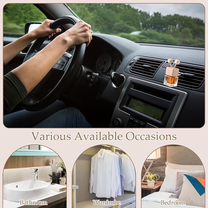 60 Pcs Car Diffuser Bottles Empty Bulk Vent Clip Car Air Freshener Diffuser for Essential Oil Perfume Glass Bottle with