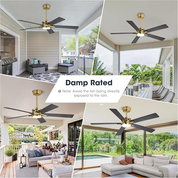 60" Smart Ceiling Fan with Lights and 3 Downrods, 5 Plywood Blades, 6 Speeds Reversible DC Motor, Works with Alexa and Google