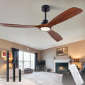 60" Wood Ceiling Fan with Lights Remote Control,Quiet DC Motor 3 Blade Ceiling Fans for Patio Living Room, Bedroom