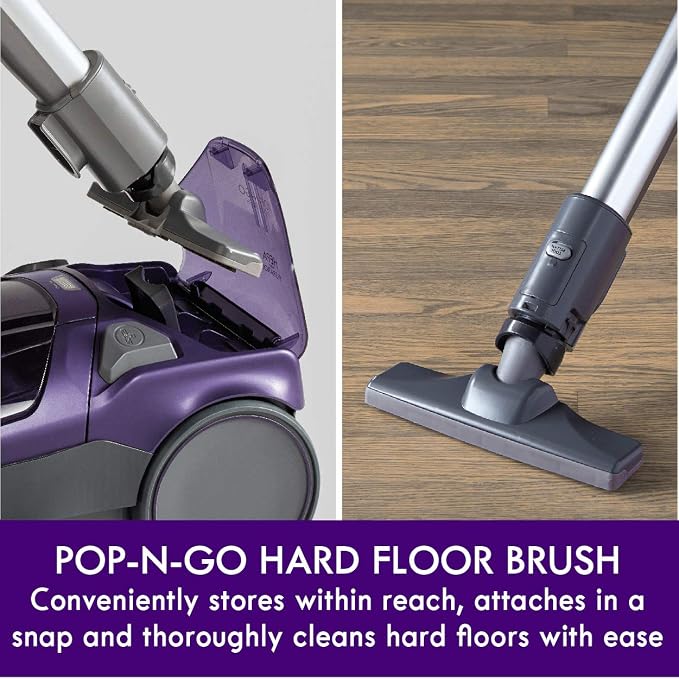 600 Series Pet Friendly Lightweight Bagged Canister Vacuum with Pet PowerMate, Pop-N-Go Brush, 2 Motors, HEPA Filter