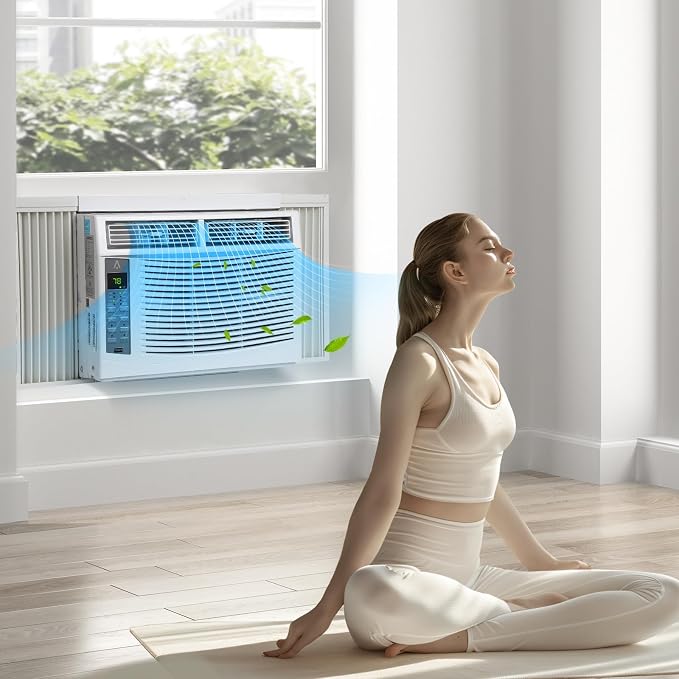 6000 BTU Smart Window Air Conditioner, Enabled AC Unit Remote Control, 24-Hour Timer and Scheduling, Easy Installation Kit