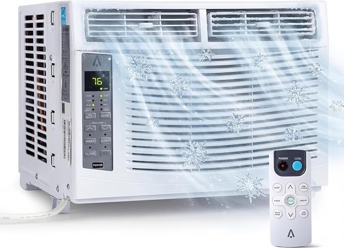 6000 BTU Smart Window Air Conditioner with WiFi, App & Remote Control Window AC Unit, Timer Function and Easy Installation