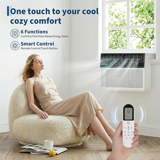 6000 BTU U-Shaped Window Air Conditioner, Cools Up to 269 Sq.Ft., Ultra Quiet Operation, Energy Efficient, Includes Remote