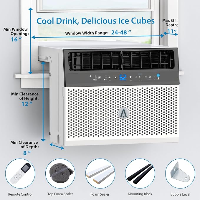 6000 BTU U-Shaped Window Air Conditioner Window AC Unit with Cools Up To350 Sq&Ultra Quiet, Energy-Efficient Cooling with 6