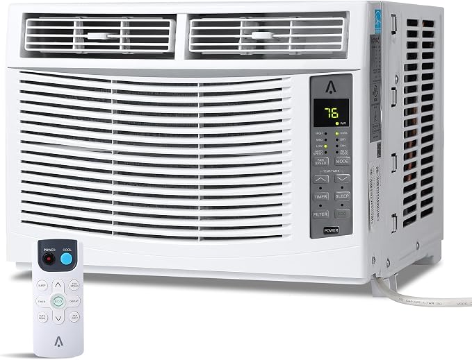 6000 BTU WiFi Window Air Conditioner, Silent Indoor Window Air Conditioner with Remote Control, 3 Air Speeds and 24 Hour