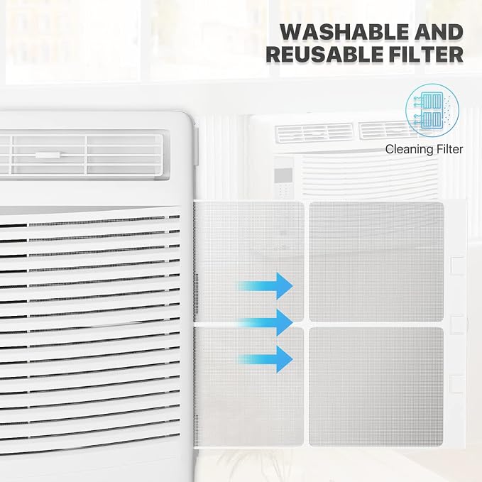 6000 BTU Window Air Conditioner, ac window unit with Washable Filter, Remote, Dehumidifier, Fan, Cools Up to 250 Square Feet