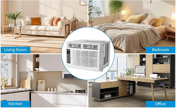 6000 BTU Window Air Conditioner, WiFi-Enabled Smart Control, Quiet 50 DB AC Unit for Rooms Up to 250 Sq. ft, Multiple Cooling
