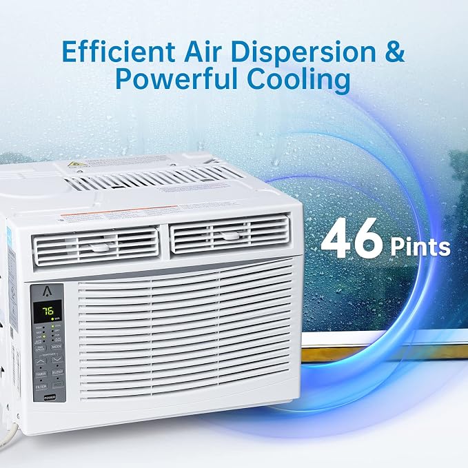 6000 BTU Window Air Conditioner with Remote Control, AC Window Unit Cools Up to 350 Sq. ft, 3-in-1 AC Unit for Window, Works