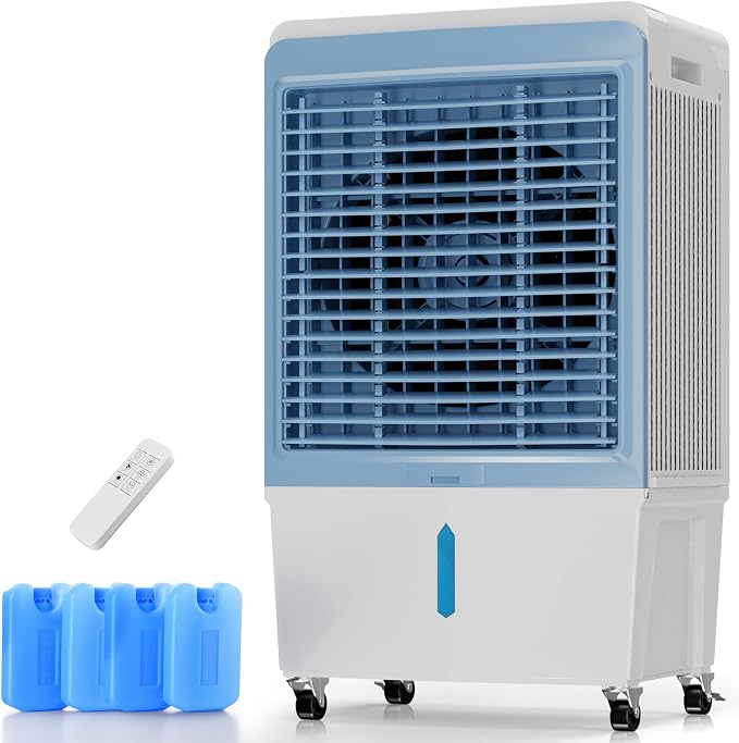 6000CFM Swamp Cooler with 13.5Gal Water Tank 3-in-1 Evaporative Air Cooler with Remote Control, Water Level Alarm,12H Timer,3