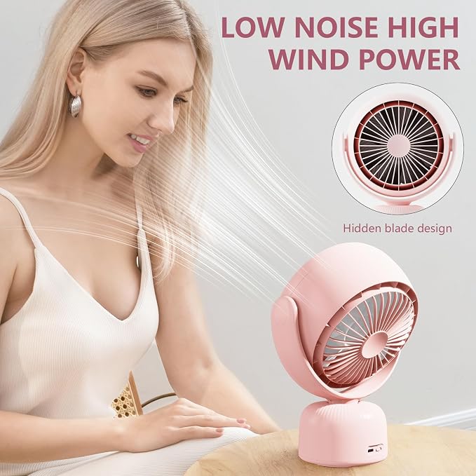 6000mah Rechargeable table Fan, Portable Fan with LED Makeup Mirror 5-Speed Quiet Cooling Fan|3 Level Dimming led vanity