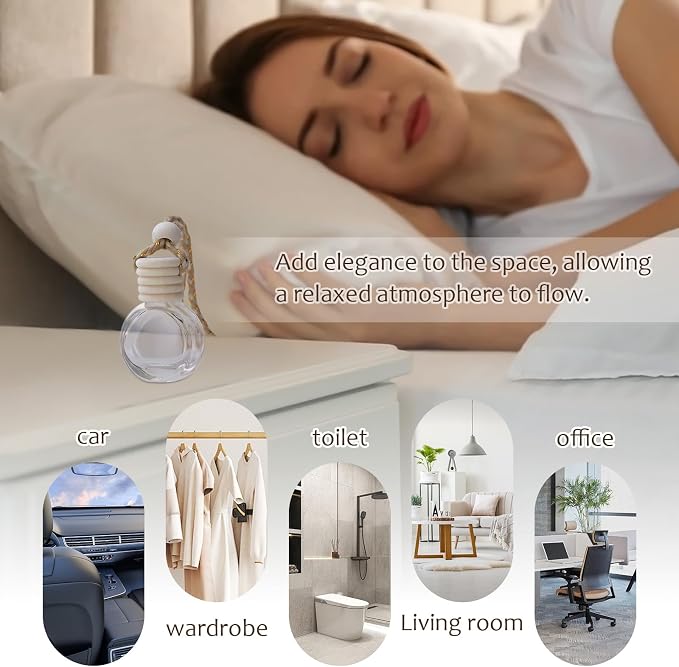 60Pcs Hanging Car Air Freshener Diffuser, 10ml Empty Glass Essential Pendant Bottles, alternate product view 5