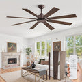 62 Inch Ceiling Fan No Light with Remote Control, 8 Blades Quiet DC Reversible Motor, 6-Speed, Timer, Oil Rubbed Bronze