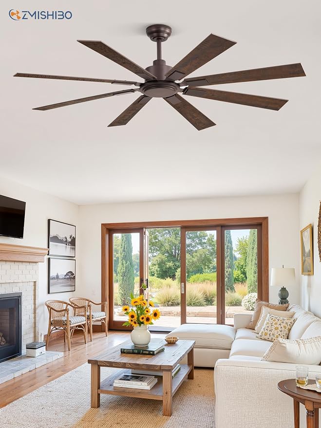 62 Inch Ceiling Fan No Light with Remote Control, 8 Blades Quiet DC Reversible Motor, 6-Speed, Timer, Oil Rubbed Bronze