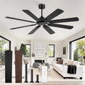 62 Inch Ceiling Fans No Light with Remote, Modern Ceiling Fan Without Light, Dual Finish 8 Blades, Reversible Quiet DC Motor