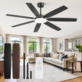 62 Inch Large Ceiling Fans with Lights and Remote, Black Modern Ceiling Fan with 3CCT LED Light, Quiet DC