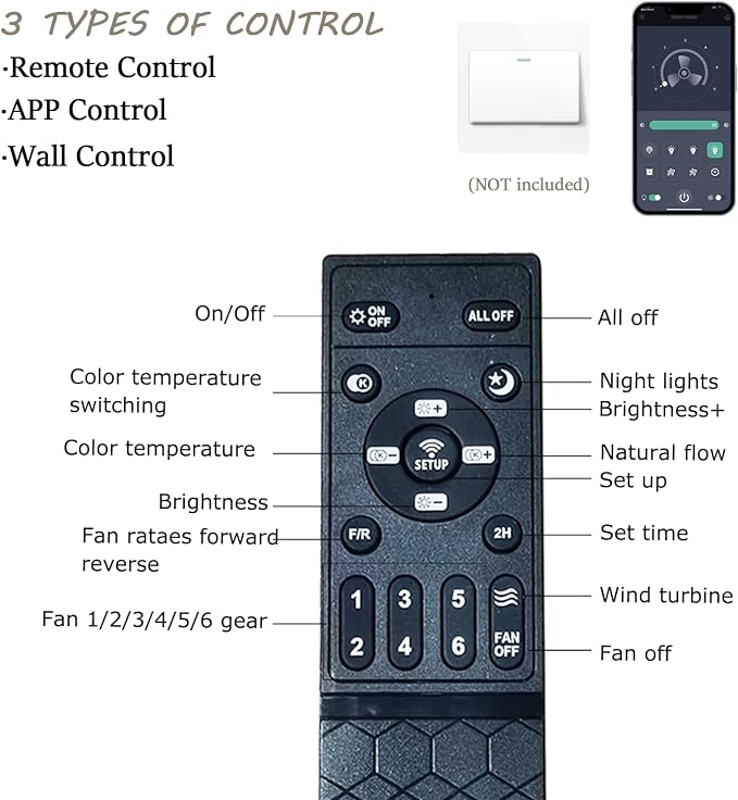 62" Large Ceiling Fans with Lights and Remote Control, 8 Double-Sided Blades with 6-Speed Reversible DC Motor and Quiet &