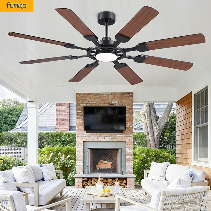 62" Large Ceiling Fans with Lights and Remote Control, 8 Double-Sided Blades with 6-Speed Reversible DC Motor and Quiet &