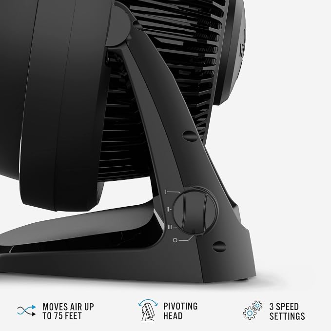 62 Whole Room Air Circulator Fan with 3 Speeds, Black, alternate product view 2