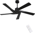 64" ABS DC Ceiling Fan No Light, 5 Blade ABS Plastic Ceiling Fan with Remote, 6-Speed Reversible DC Motor