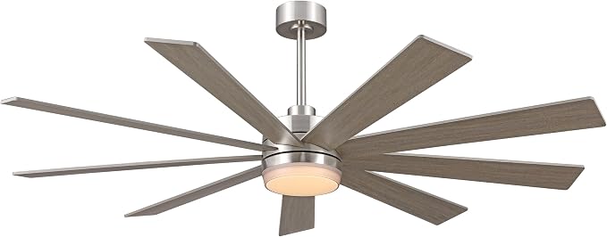 64" Ceiling Fan with Light, 6-Speed Remote Control, Reversible DC Motor, Modern 9 Blades with 4.5"/12" Downrods for Home or