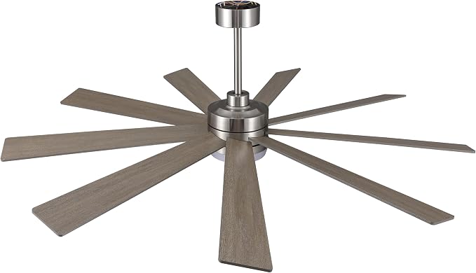 64" Ceiling Fan with Light, 6-Speed Remote Control, Reversible DC Motor, Modern 9 Blades with 4.5"/12" Downrods for Home or