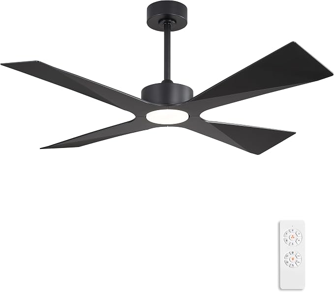 64" Wet Rated Outdoor Ceiling Fan with Lights, 4 ABS Plastic Blades, Reversible DC Motor, 6-Speed Remote Control, 3 CCT