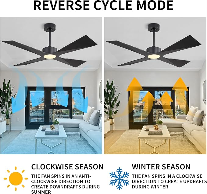 64" Wet Rated Outdoor Ceiling Fan with Lights, 4 ABS Plastic Blades, Reversible DC Motor, 6-Speed Remote Control, 3 CCT