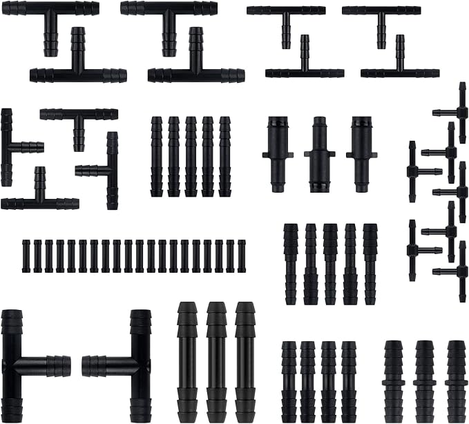 64PCS Vacuum Line Connectors Kit,Heat Resistant 240°C (460°F) Vacuum Hose Connector Assortment for Tightly Connecting Vacuum