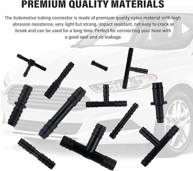 64PCS Vacuum Line Connectors Kit,Heat Resistant 240°C (460°F) Vacuum Hose Connector Assortment for Tightly Connecting Vacuum