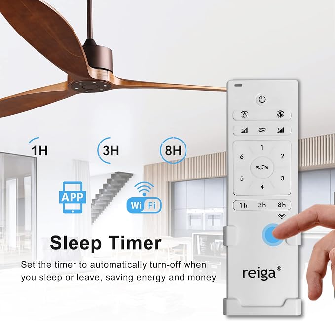65" DC Motor Indoor Outdoor Modern Smart Ceiling Fan High CFM with 3 Wood Blades Wifi Alexa App Remote Control for Patio