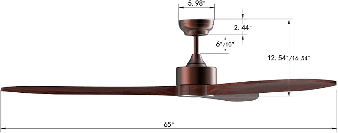 65" DC Motor Indoor Outdoor Modern Smart Ceiling Fan High CFM with 3 Wood Blades Wifi Alexa App Remote Control for Patio
