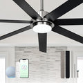 65 In Modern Smart Ceiling Fan with Light and Alexa APP Control,6 Speed,3CCT,Noiseless Reversible DC Motor Black Indoor