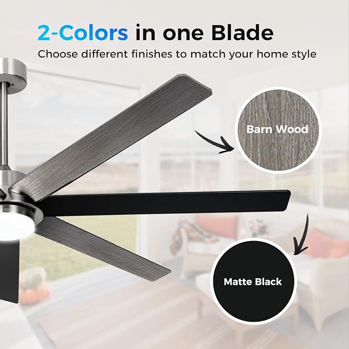 65 In Modern Smart Ceiling Fan with Light and Alexa APP Control,6 Speed,3CCT,Noiseless Reversible DC Motor Black Indoor