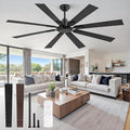 65 Inch Ceiling Fan No Light with Remote, Black Large Ceiling Fan Without Light with Quiet Reversible DC Motor, 6-Speeds, 8