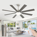 65 Inch Ceiling Fan with Light, Brushed Nickel Ceiling Fan with Large LED Panel, Quiet Reversible DC Motor, 6-Speeds, 3CCT