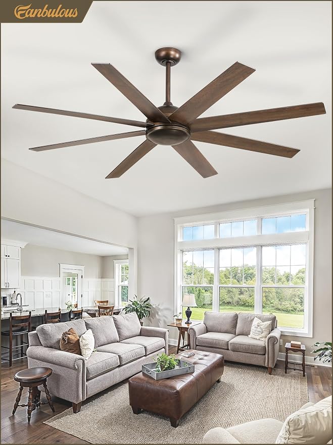 65 Inch Ceiling Fans No Light with Remote, Bronze Indoor/Outdoor Ceiling Fan Without Light with Quiet Reversible DC Motor, 6