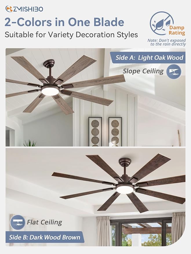 65 Inch Ceiling Fans with Lights and Remote, Bronze Large Ceiling Fan with 3000-6000K Dimmable, Quiet Reversible DC Motor, 6
