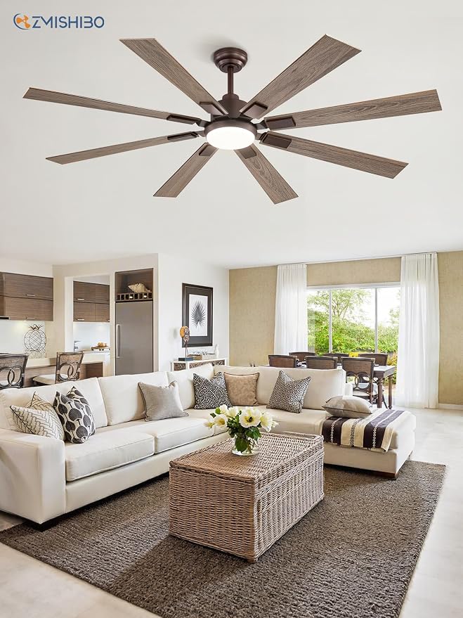 65 Inch Ceiling Fans with Lights and Remote, Bronze Large Ceiling Fan with 3000-6000K Dimmable, Quiet Reversible DC Motor, 6