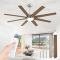 65 Inch Ceiling Fans with Lights and Remote, Brush Nickel Indoor/Outdoor Ceiling Fan with Quiet Reversible DC Motor, 6