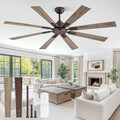 65 Inch Oil Rubbed Bronze Ceiling Fans No Light with Remote, Indoor/Outdoor Farmhouse Ceiling Fan Without Light for Living