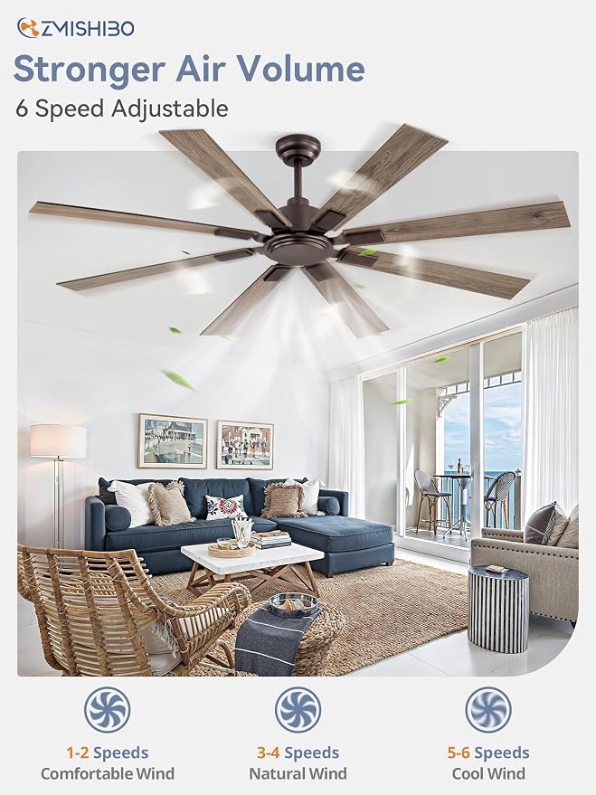 65 Inch Oil Rubbed Bronze Ceiling Fans No Light with Remote, Indoor/Outdoor Farmhouse Ceiling Fan Without Light for Living