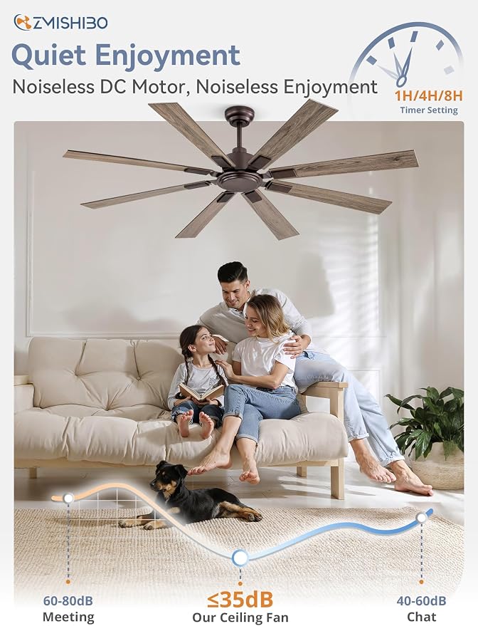 65 Inch Oil Rubbed Bronze Ceiling Fans No Light with Remote, Indoor/Outdoor Farmhouse Ceiling Fan Without Light for Living