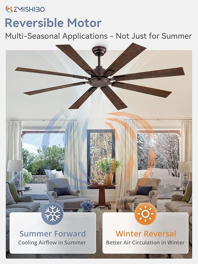 65 Inch Oil Rubbed Bronze Ceiling Fans No Light with Remote, Indoor/Outdoor Farmhouse Ceiling Fan Without Light for Living