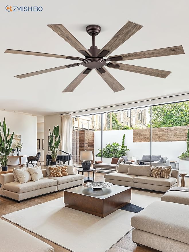 65 Inch Oil Rubbed Bronze Ceiling Fans No Light with Remote, Indoor/Outdoor Farmhouse Ceiling Fan Without Light for Living