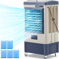 6500 CFM Swamp Cooler, 48" Evaporative Air Cooler with 19 Gal Water Tank, 5 Ice Box, 120° Oscillation, Portable Air
