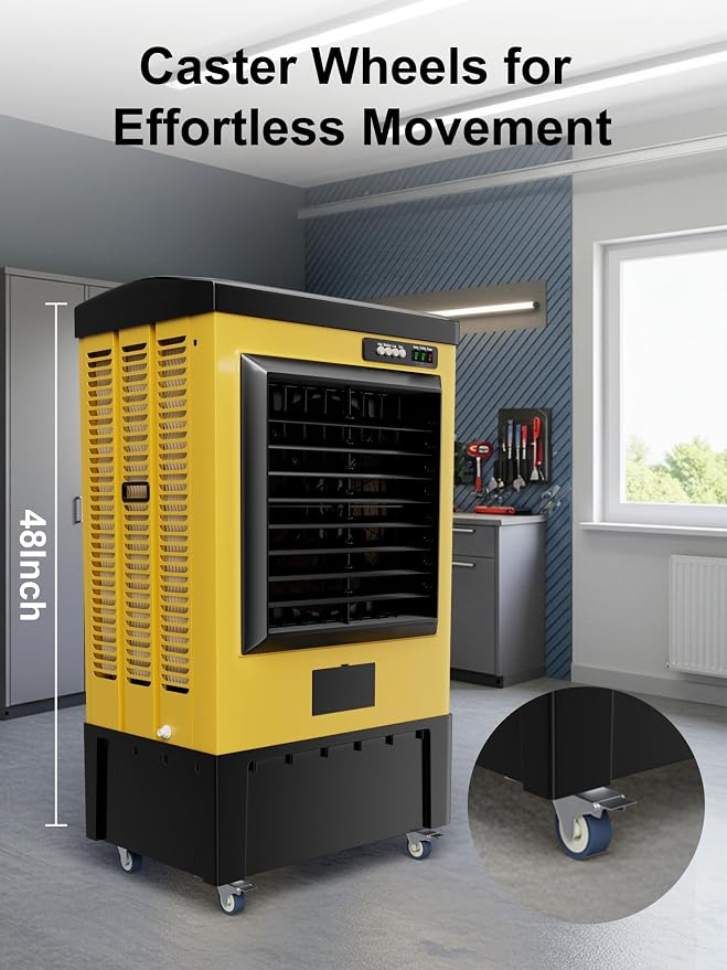 6500 CFM Swamp Cooler, 48IN Evaporative Air Cooler with 19 Gal Water Tank, 3 Speeds, 120°Oscillation, 5 Ice Packs, Outdoor