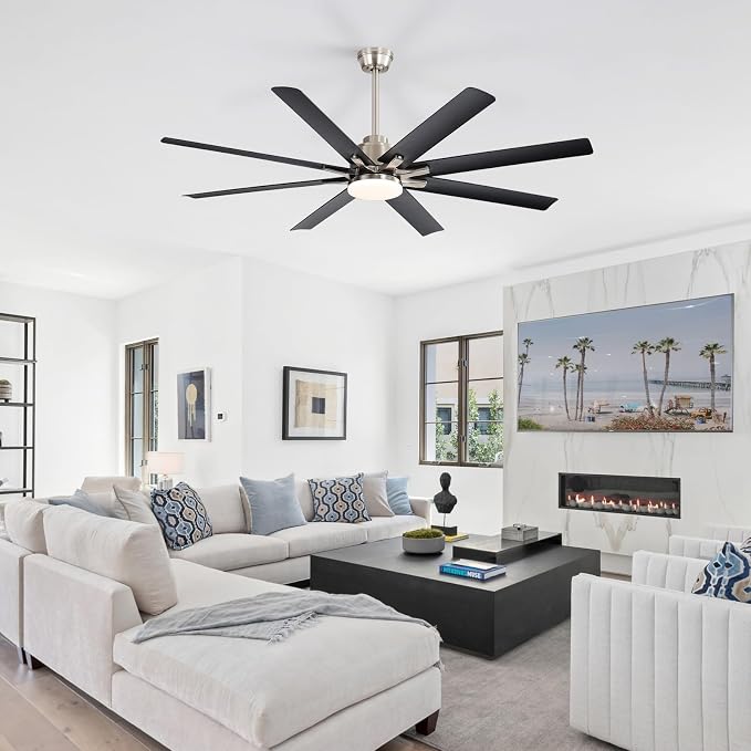 66 Inch Ceiling Fans with Lights, Smart Indoor Outdoor Ceiling Fan with Remote, Work with Alexa/Google, Low Profile Ceiling