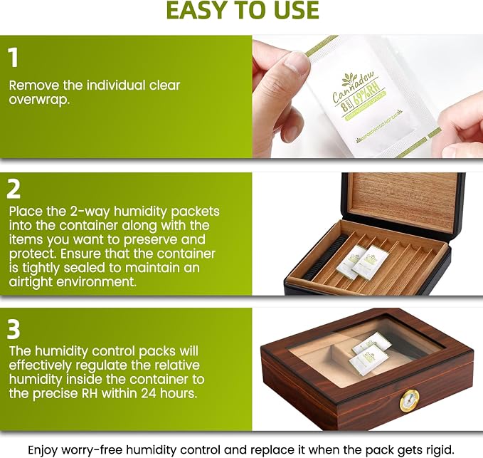 69% RH, 8g (30 Pack) Humidity Packs Two-Way Humidity Control Pack – Moisture Absorbers & Hydration Packets for Curing and