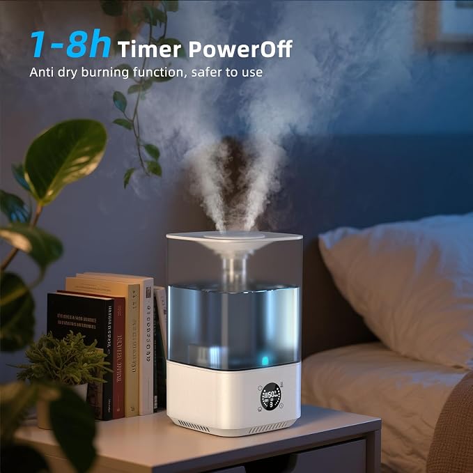 6L Humidifier for Bedroom Large Room Home, 800ft2 Wide Coverage, 26dB Quiet,Easy Top Fill, Quickly & Evenly Humidify