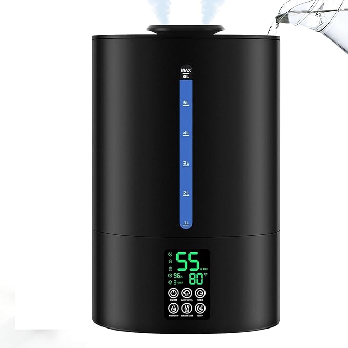 6L Humidifiers for Bedroom Large Room Home,Cool and Warm Humidifier for Baby and Plants Hot Mist Top Fill Desk Humidifiers